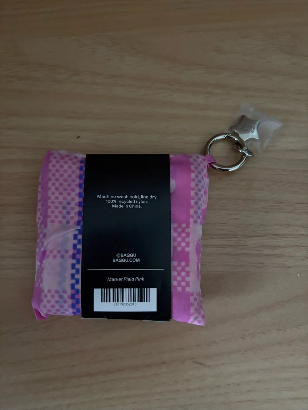 BAGGU x Sandy Liang Baby Baggu Market Plaid Pink Reusable Foldable Tote Bag - Picture 2 of 5